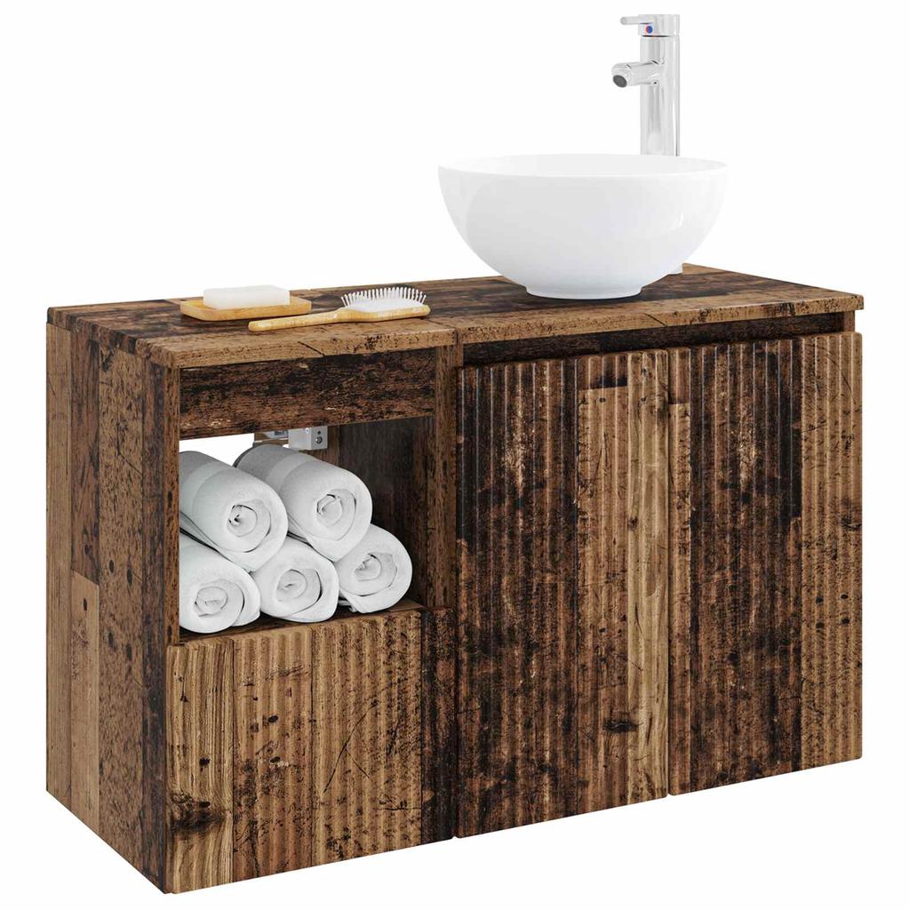 Bathroom Furniture Set 2 pcs Reclaimed Wood Engineered Wood