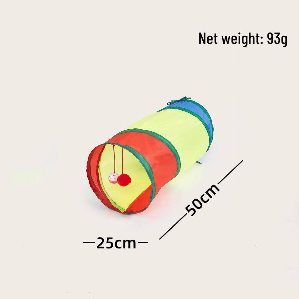 Rainbow Cat Tunnel & Teaser Toy - Self-Amusement, Boredom Relief, Physical Exercise for Kittens