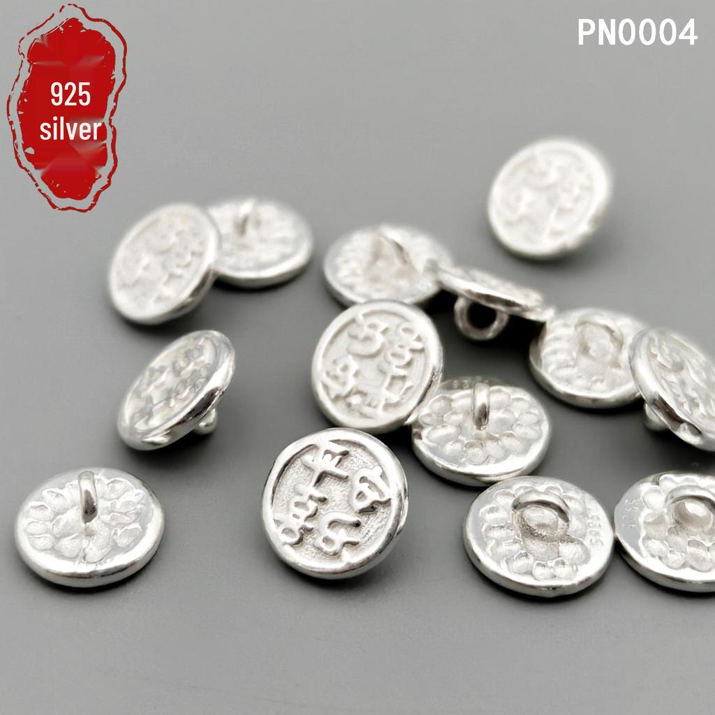 S925 Sterling Silver Peace & Joy Button Spacer Bead for DIY Bracelet & Necklace