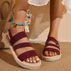 Fashion Summer Elastic Band Flat Sandals for Women Lightweight Casual Slip On Sandals Woman Comfortable Non Slip Beach Shoes Plus Size