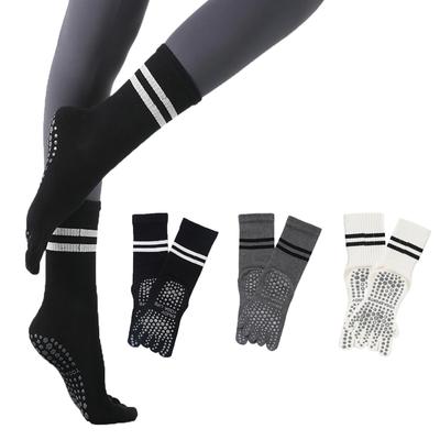 Drawyume Set of Pilates Yoga Cotton Yoga Sports Pilates Long Suitable for All Available In 6 Colors and 3-Pair Socks, Five-Toe Socks, Non-Slip,