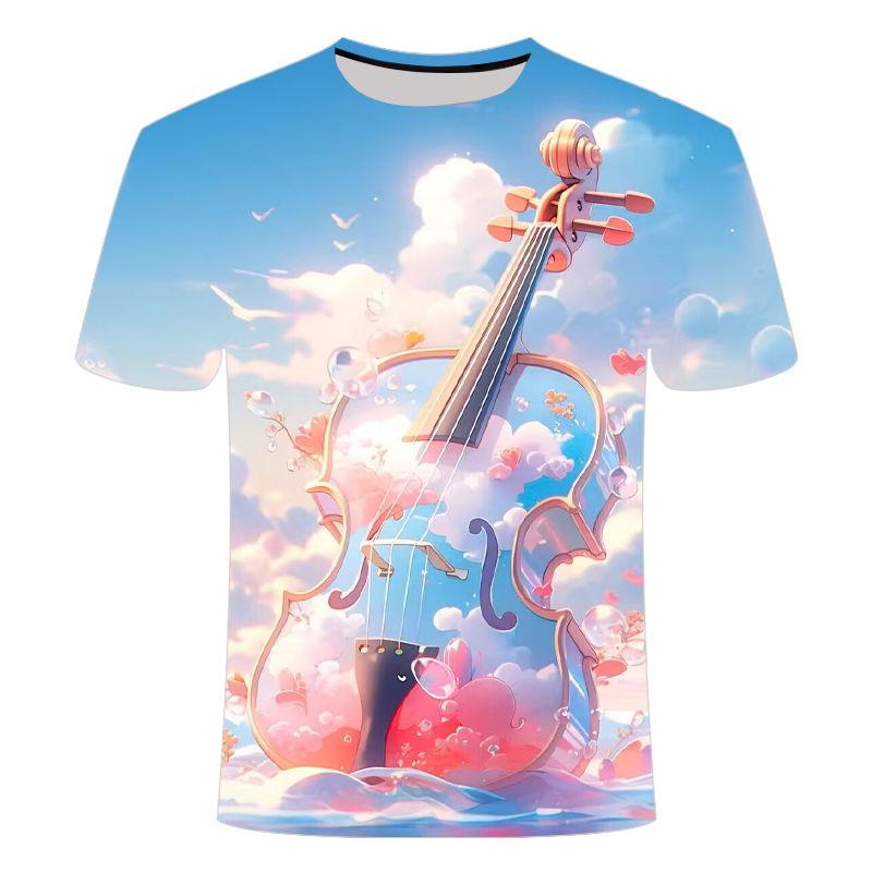 

Летняя новая 3D-печатная футболка с коротким рукавом и цветными блоками Water Drifting Qin для мужчин и женщин с круглым вырезом 2024 года 6XL