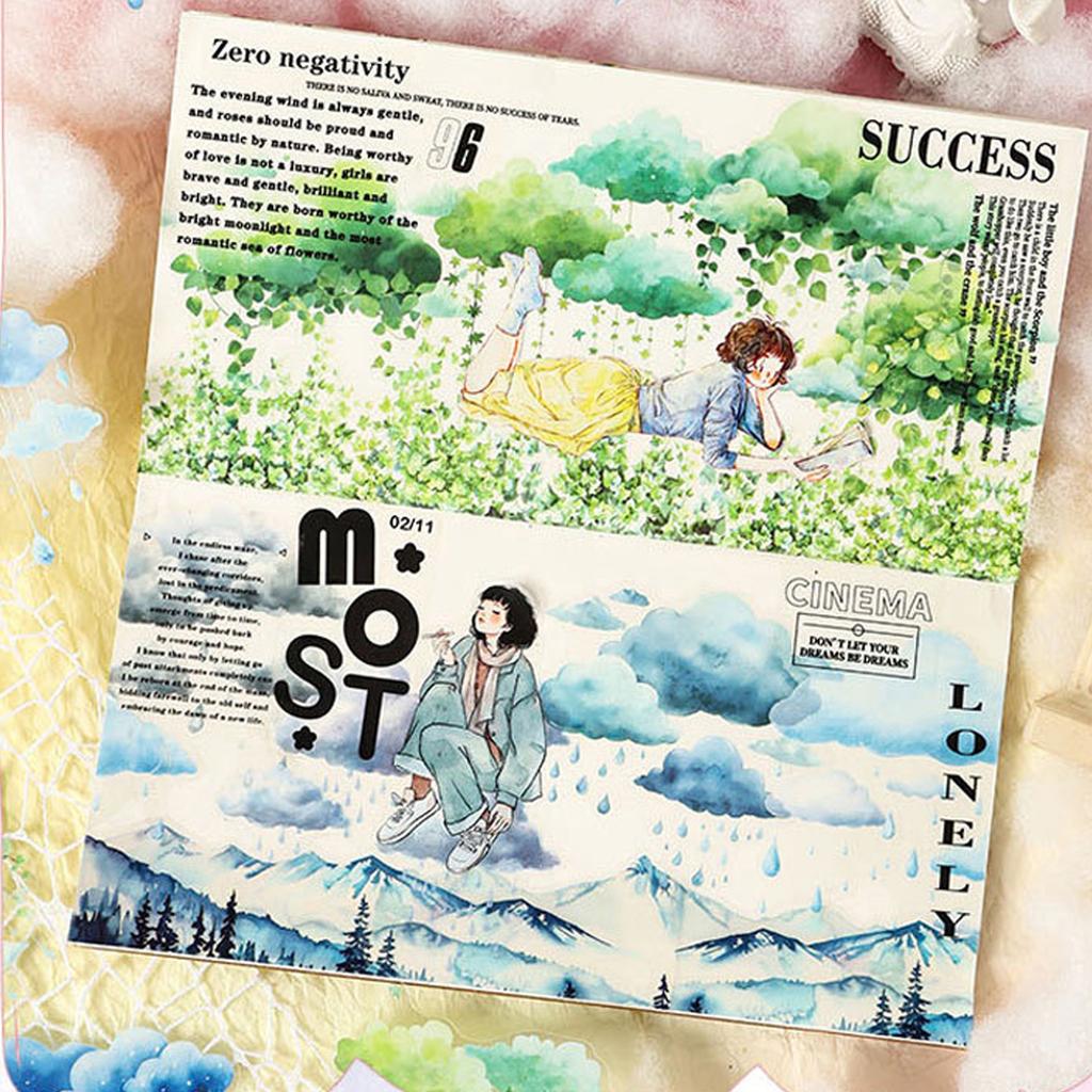 Artistic Decorative Scrapbook Sticker for Adult Student, Journaling Sticker Book Aesthetic Sticker Scrapbook Sticker