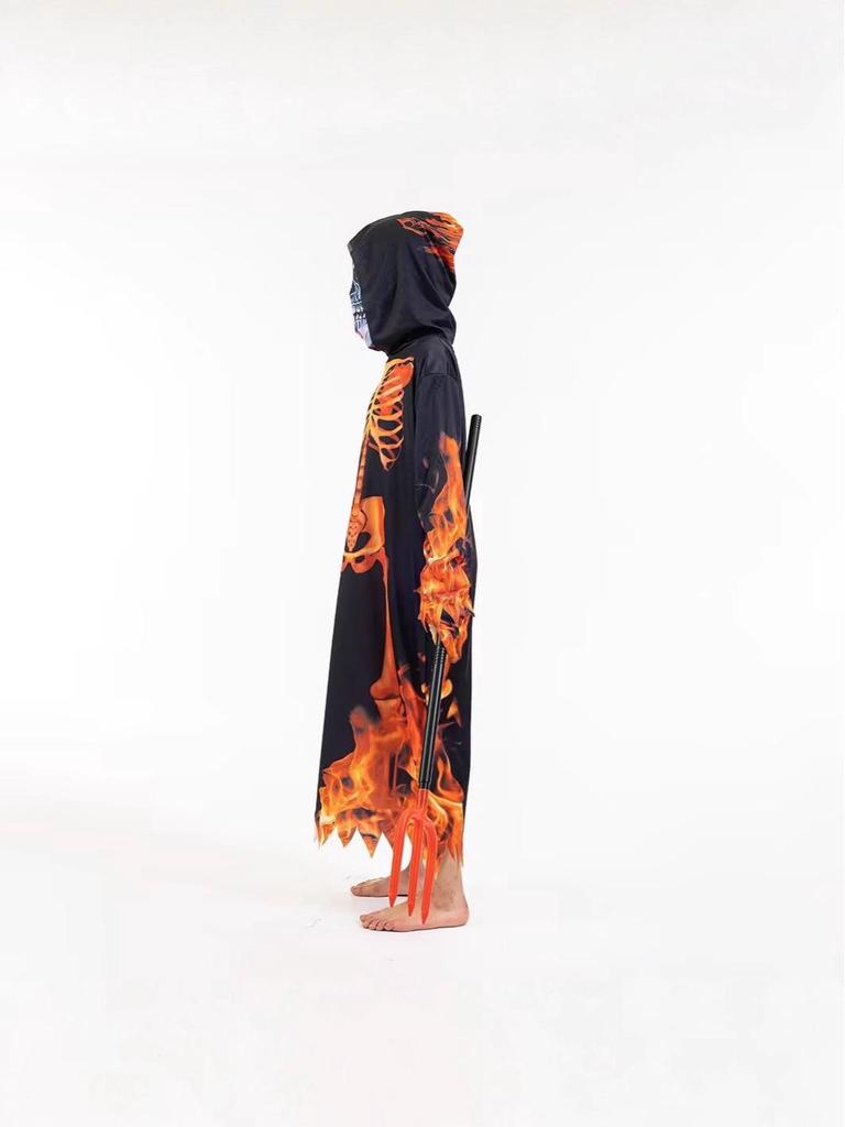 Halloween Flammen Dämon Kapuzenrobe - Eltern-Kind Skelett Cosplay Kostüm