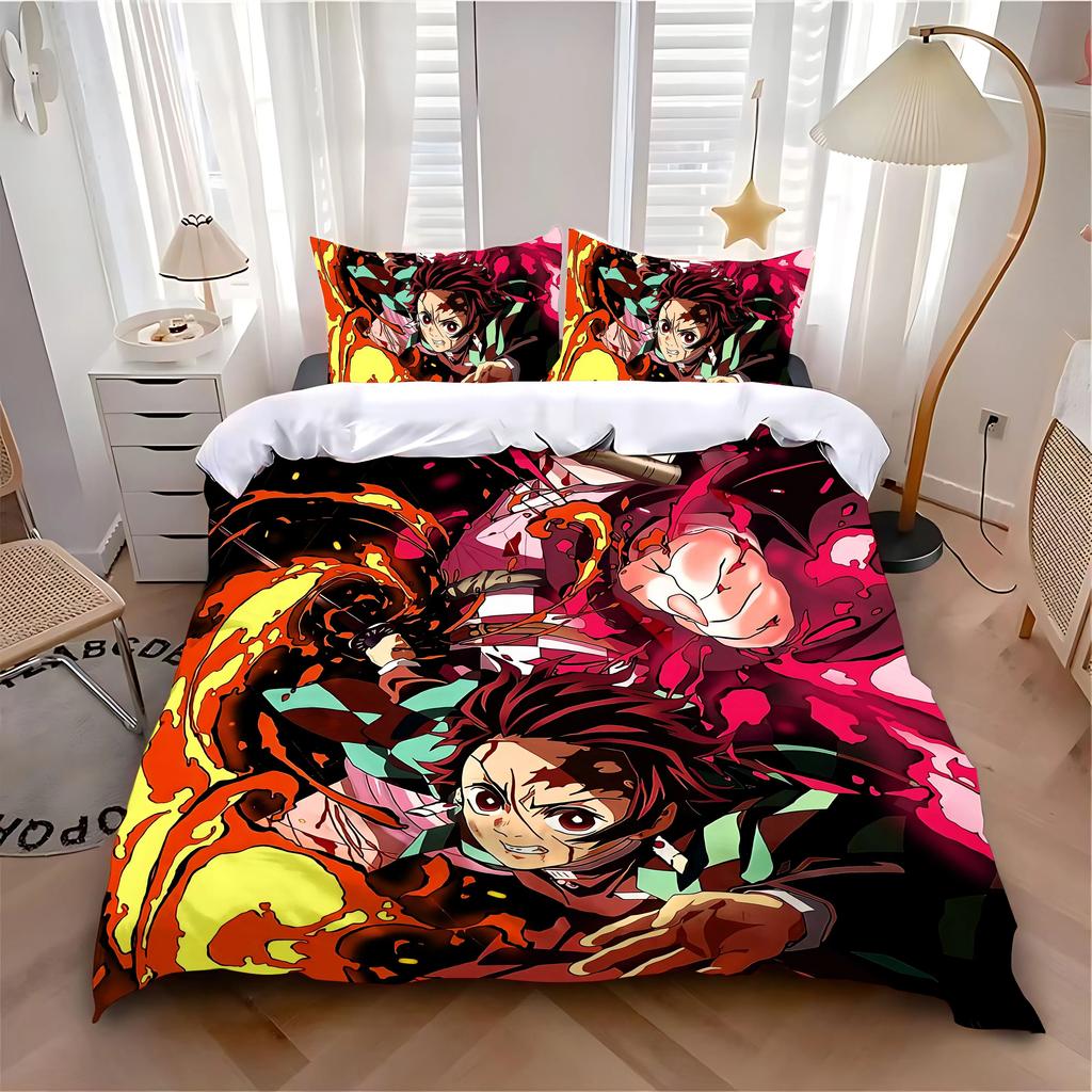 Dziecięca poszwa na kołdrę poszewka na poduszkę Hot S-SlayerS Zestaw pościeli Dekoracja sypialni dla dorosłych chłopców i dziewcząt Pojedynczy Podwójny Duży rozmiar D-DemonS