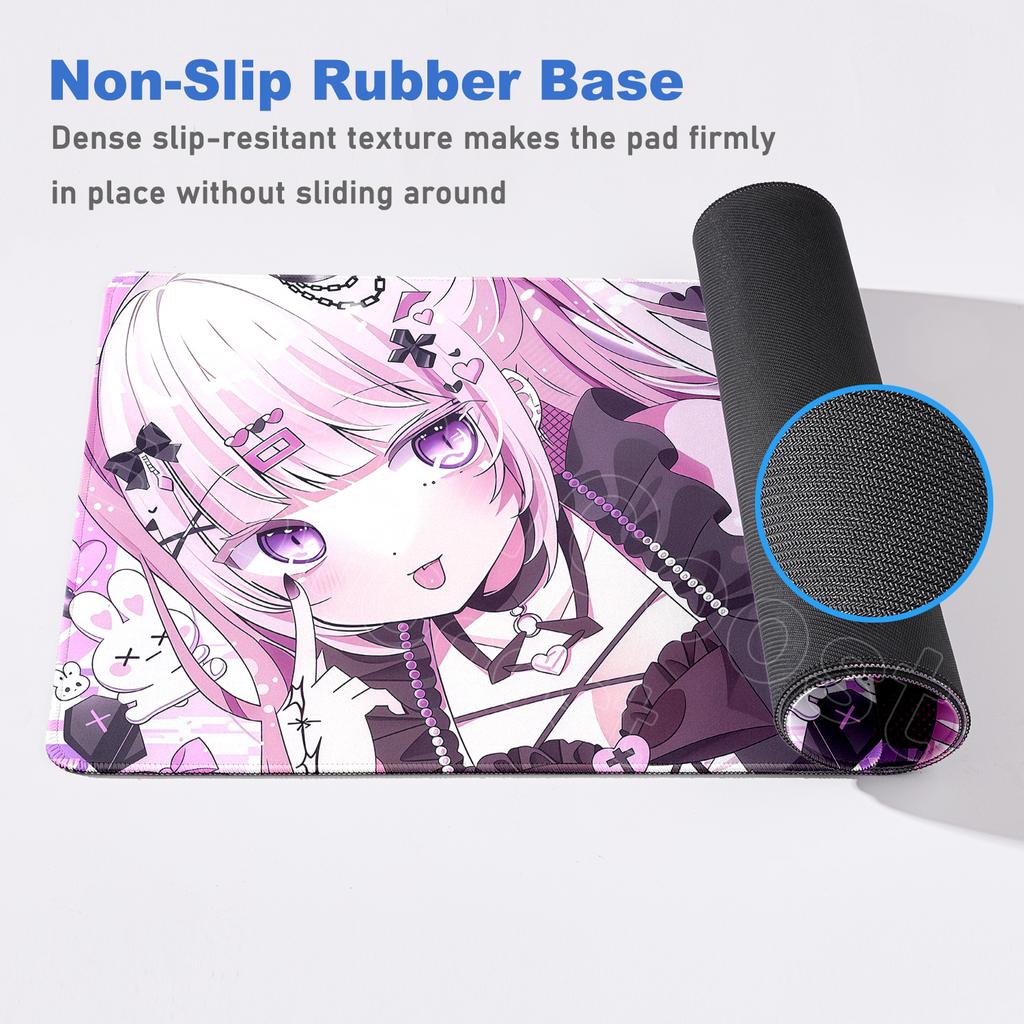 Large Rubber Gaming Rug Girls Kawaii Anime Girls 90x40 Mouse Pads Pink HD Printing Computer Keyboard Mats Washable Jirai Kei Rug