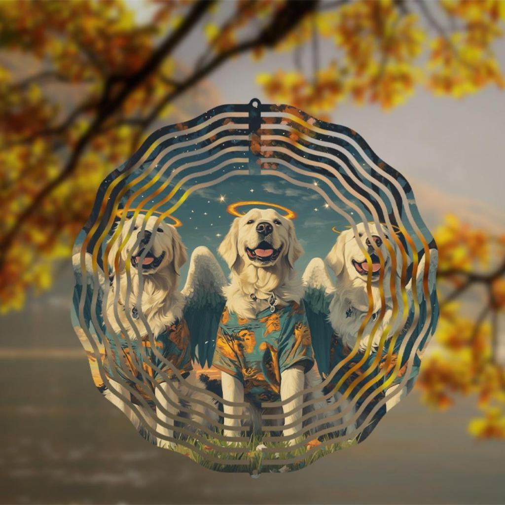 3D Rotating Dog Windmill Pendant Cute Metal Style Turntable Decor Handmade Foldable Wind Chime for Lantern Festival Birthday Party