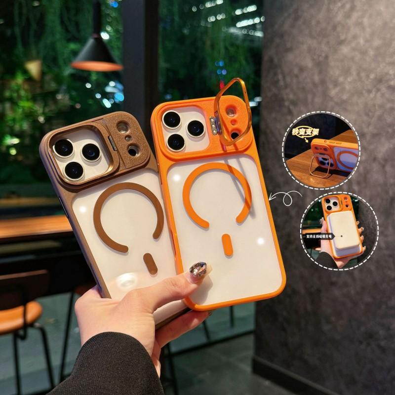 Magnetic Phone Case With Detachable Camera Lens Holder IPhone 16 Pro Max 15 Shockproof Silicone Cover