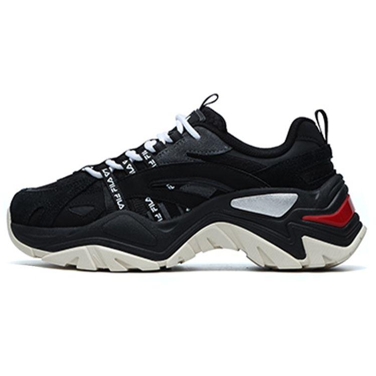 Fila Fabric Synthetic Leather Tpu Cow Split Suede Fishbone Low Top Dad Shoes Women Sneakers Black F12W124164FBG
