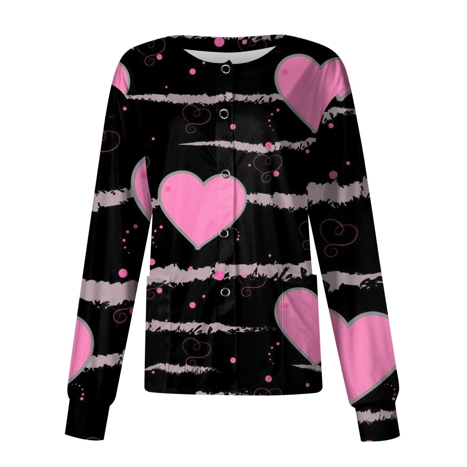 

Женский повседневный однобортный однобортный костюм с длинными рукавами и принтом на День святого Валентина, топ-кардиган XXXXXL розовый