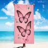 Soft Glitter Pink Butterfly Print Beach Towel Sand Free Quick Dry Blanket Cute Sparkle Pastel Insect Pattern Towel