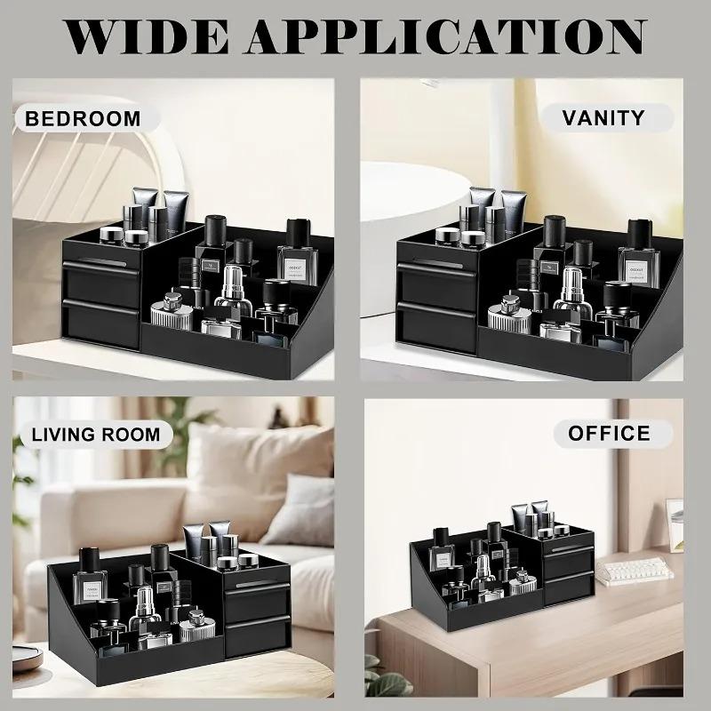 Men's Women's Perfume & Cologne Organizer with Drawers - Countertop Cosmetic Storage Box Suitable for Skincare, Toiletries.