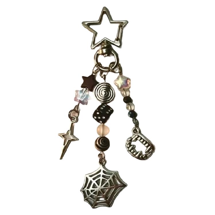Bead Keychain Spiders Web/Spirals Star Key Chain Ornament Teens Jewelry Key Accessory For Girls Everyday Use
