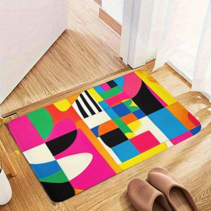 1PC Rainbow Gradient Roses Kitchen Rug Non-Slip Door Mat Pop Design Bathroom Rug Bath Mat Carpet for Home Sink Laundry Decor