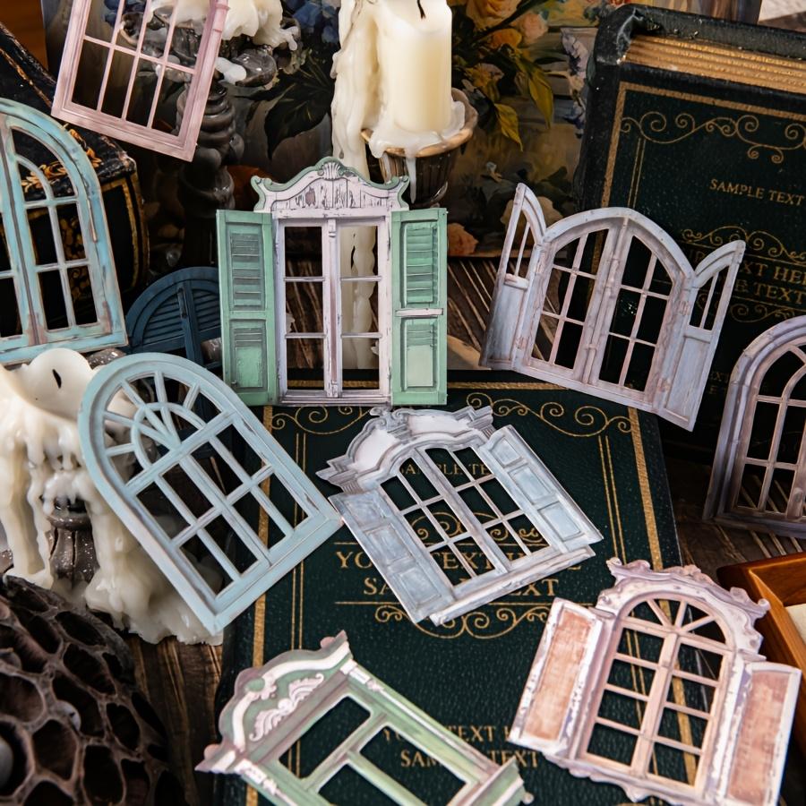 

10 листов винтажных наклеек с вырезами дверей и окон, в стиле фэнтези, смешанных цветов, неправильной формы, самоклеящиеся, для DIY скрапбукинга и рукоделия One size