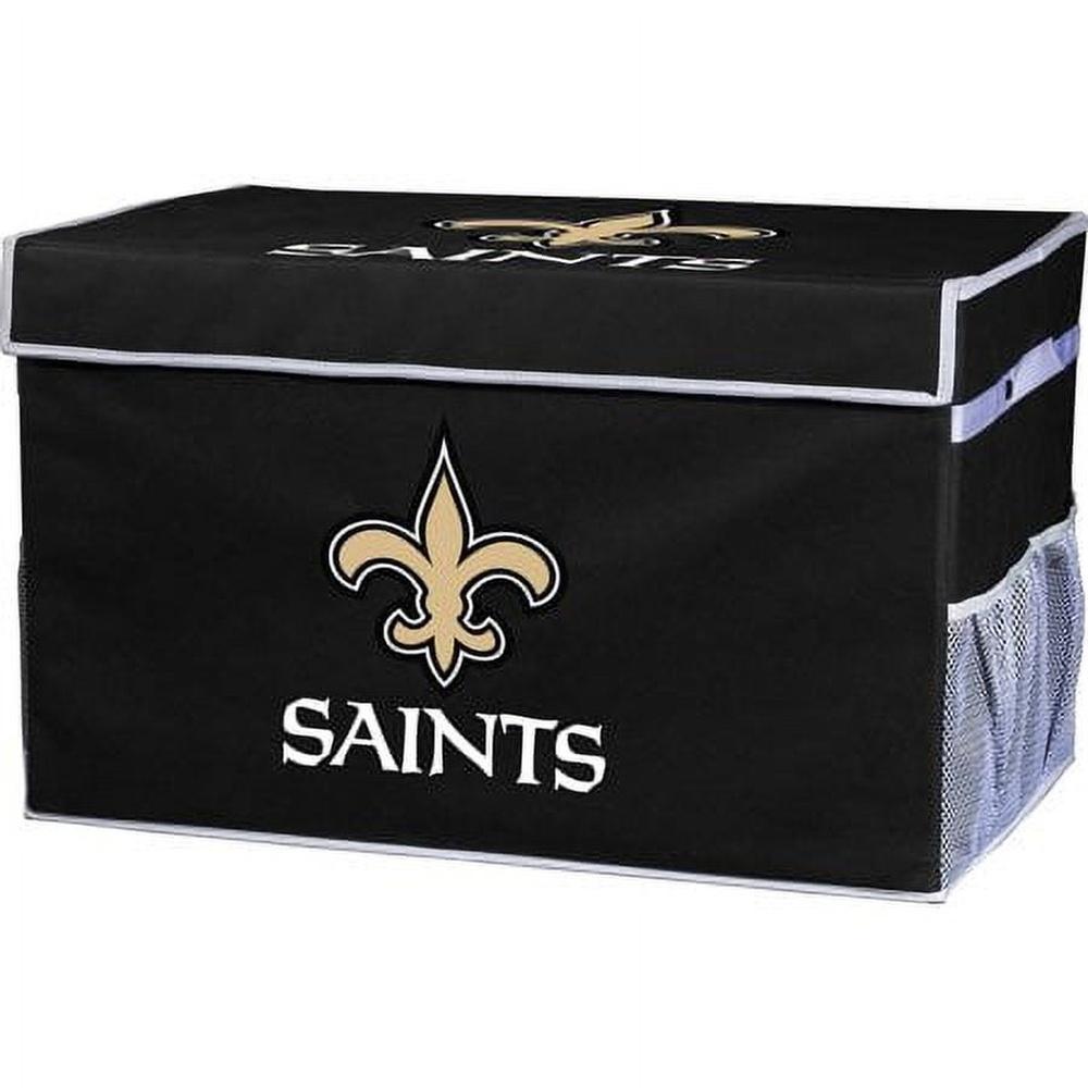 NFL New Orleans Saints Small Collapsible Storage Footlocker Bins Durable Polyester Rectangular Storage Box with Lid Office Kids