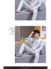 Men's Autumn/Winter Warm Fleece Pajama Set - Half-High Collar, Solid Color, Middle-Aged & Elderly
