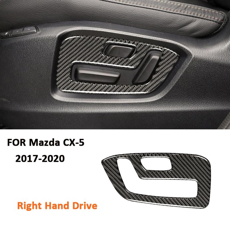 For Mazda CX-5 2017- Carbon Fiber Car Power Seat Adjustment Panel Trim Frame Decoration Sticker Interior Accessories