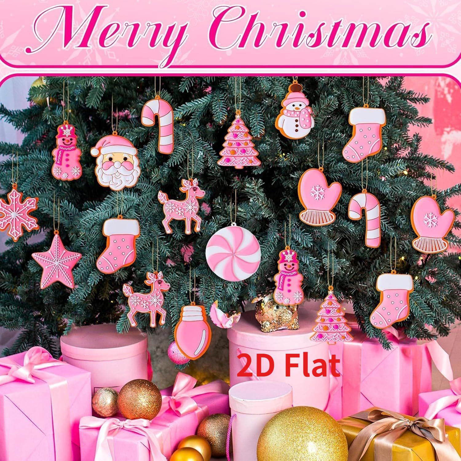 

12pcs Christmas Tree Decorations, Colorful Balls, Peppermint Candy Gingerbread Snowflakes, Winter Party Hanging Ornaments