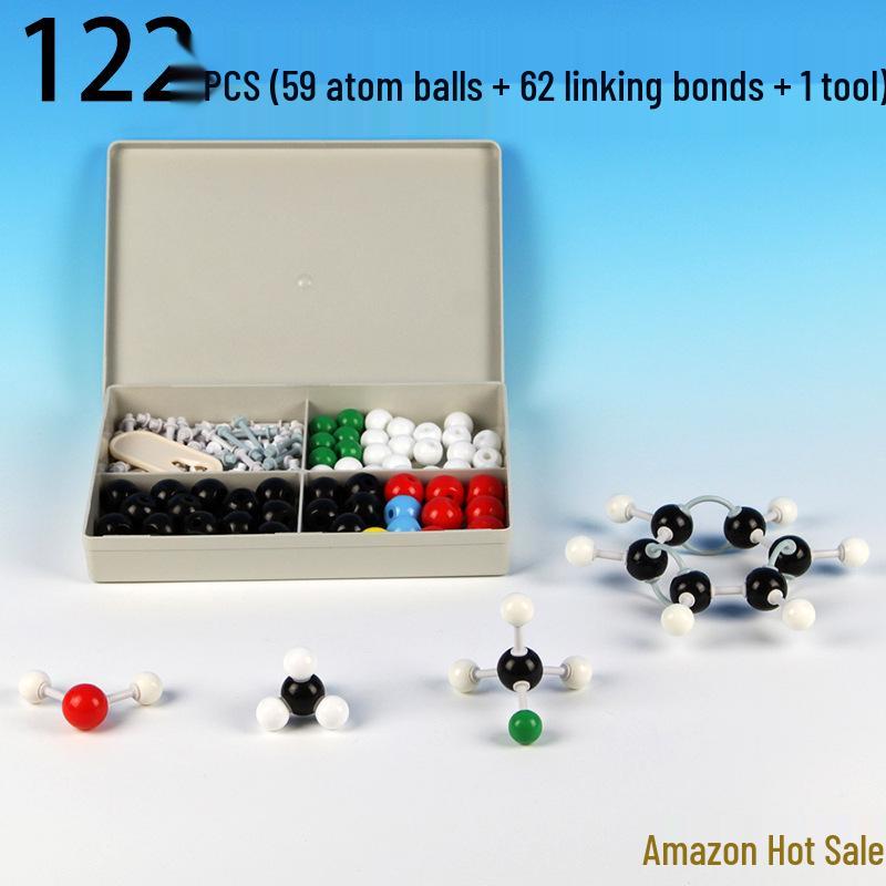 Cross122PCS 59 Atoms Organic Molecule Structure Model, Ball-and-Stick Scale Model. Atom Diameter 23mm and 17mm
