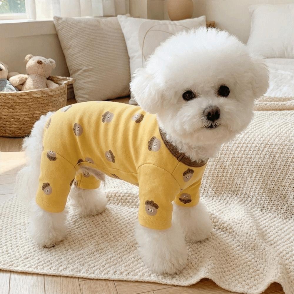 Cartoon Printed Four-Legged Dog Pajamas Belly-Hugging Dog Home Clothing Pet Casual Wear  Home Wear