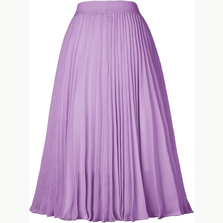 European & American Pleated Mid-Length Skirt – Elastic High Waist, Slimming Fit