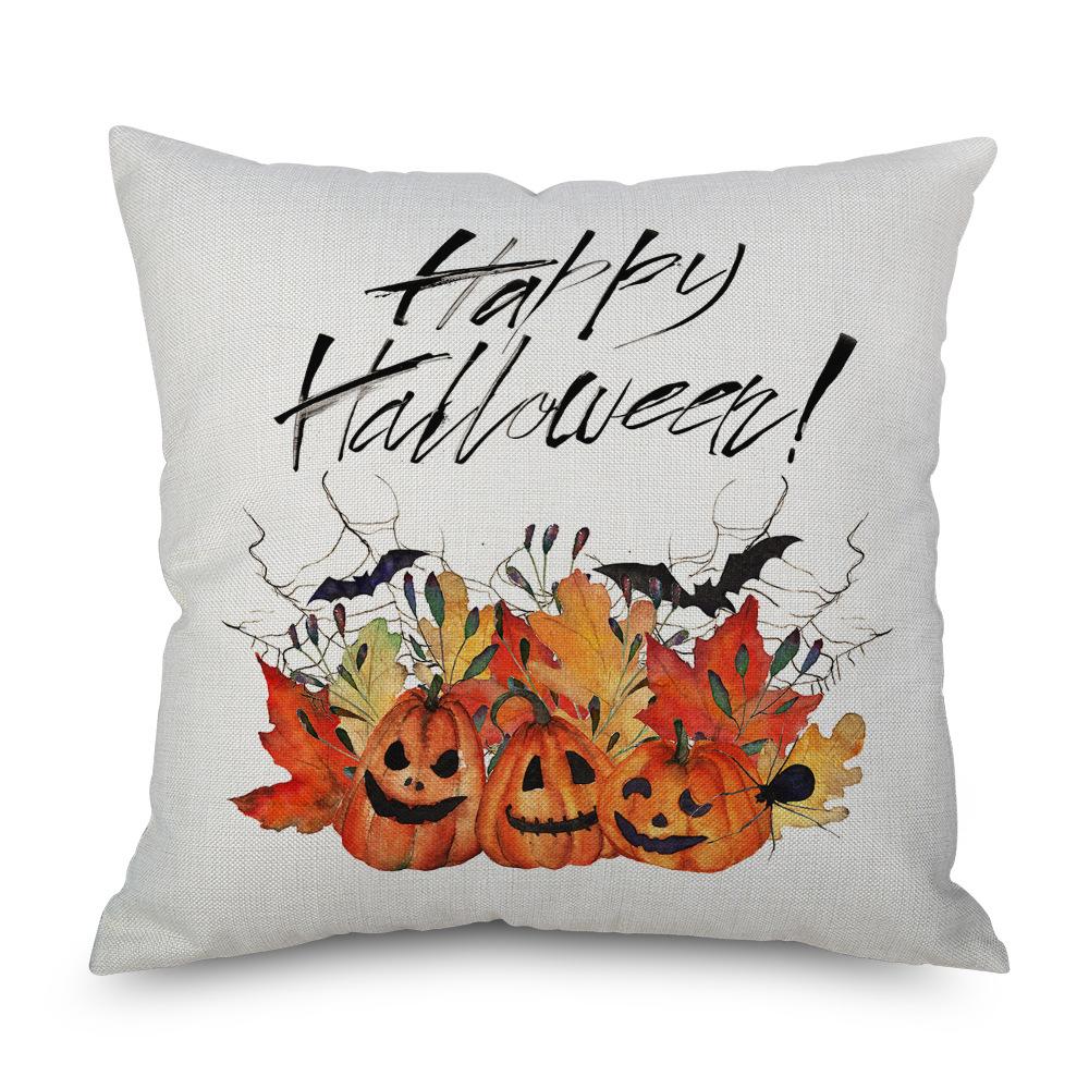 Halloween Linen Pillowcase Pumpkin Plaid Pillow Case for Bedroom Room Aesthetics Pillow Cover Luxury Designer Cushion Cover