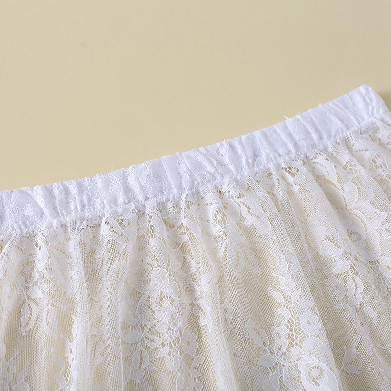 Women Lace Floral Fake Shirt Skirt Blouse Tail Hem Detachable Underskirt Shirt False Mini Skirt Fake Hem Adjustable Fake Top