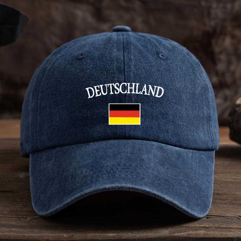 UnisexS Black Baseball Cap Featuring The GerUnisex Flag And The Word DEUTSCHELAND Adjustable Snapback Made from Breathable Fabri