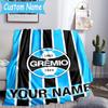 Custom Name Gremio Football Club Emblem Flannel Blanket, Use for Birthday/Holiday Gift, Soft Blanket for Sofa/Bed/Camping/Office, Home Decor