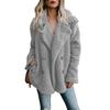 Women's Plush Button Up Lapel Pocket Jacket Autumn Winter Warm Faux Fur Coat Artificial Fluffy Fleece Optional Plus Size Jacket Female Clothing