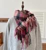 Retro plaid Japanese and Korean atmosphere plaid scarf women's plaid series contrasting color warm shawl student scarf