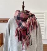 Retro plaid Japanese and Korean atmosphere plaid scarf women's plaid series contrasting color warm shawl student scarf