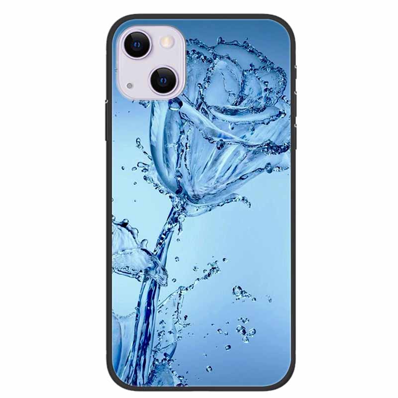 For iPhone 14/14 Plus Case Black Silicone Soft TPU Luxury Flower Animal Back Cover For iPhone 14/14 Plus New Shells for iPhone14