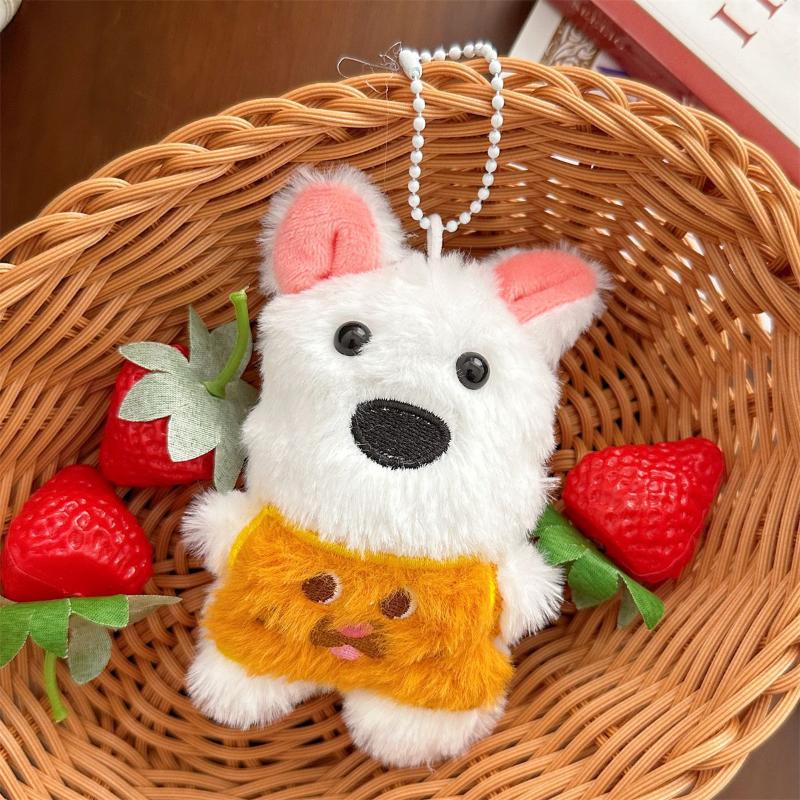 Cute Cartoon Plush Squeak Puppy Keychain Bag Pendant Charms Kawaii Animal Doll Pendant Accessories For Women Kids Gifts