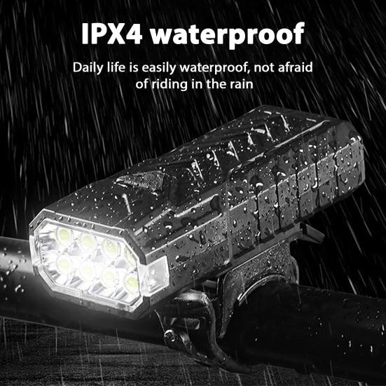 Yousheng Bicycle Headlight 4Modes Adjustable IPX4 Waterproof High Lumens Rechargeable Universal MTB Road Mountain Bike Rubber Strap Night Riding Front