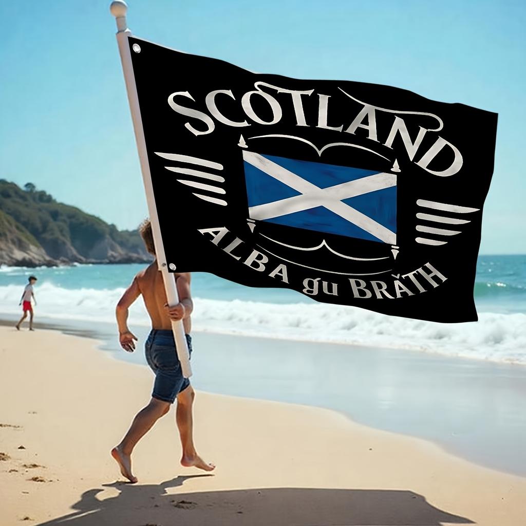 1pc Multi-Size Scottish Flag - Made of Durable Polyester And Available in Multiple Sizes. This Outdoor American Flag Features The "Scotland Alba Gu Br