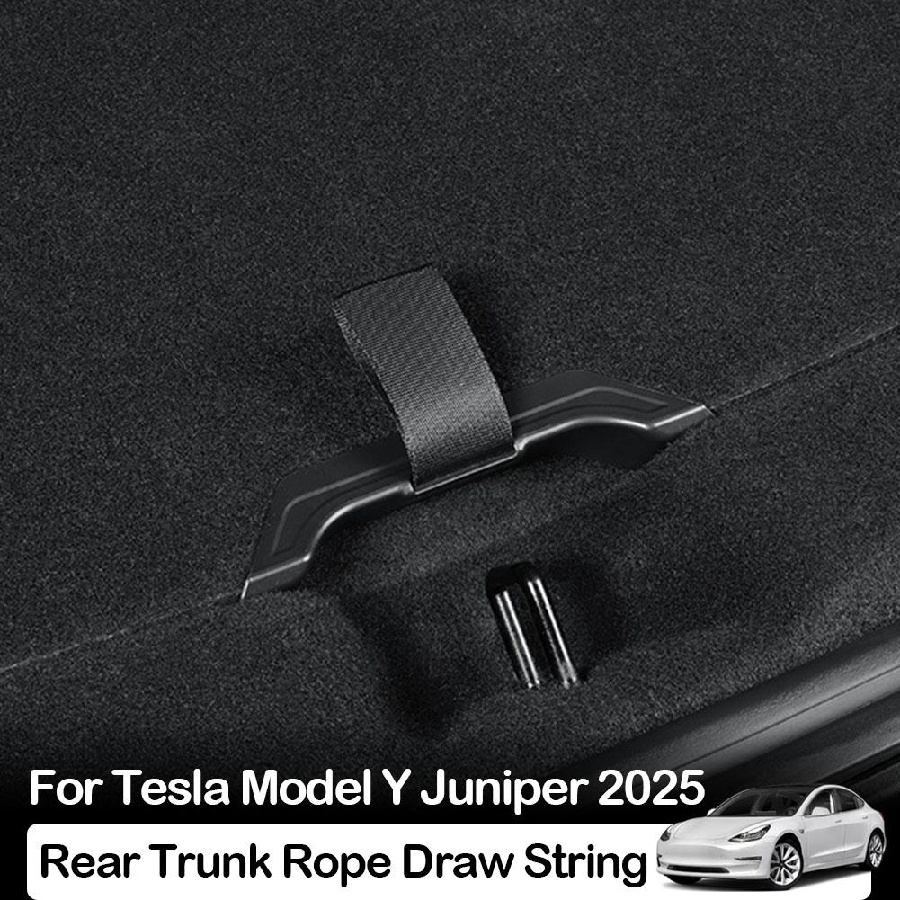 2 Pcs For Tesla Model Y Juniper 2025 Open Tail Box Cover Handle Pull Straps Rear Trunk Rope Draw String Handle Accessories