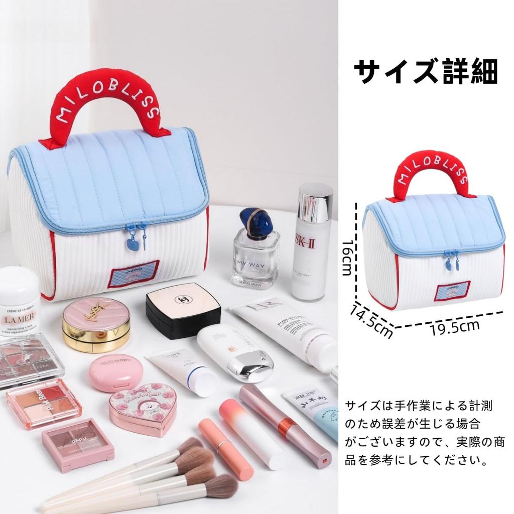 Aylashine Cute Cosmetic Large Handheld Storage Bag for Cosmetics and Small Double Zipper High Visual Easy to Suitable for Kids and Women Blue Pouch,