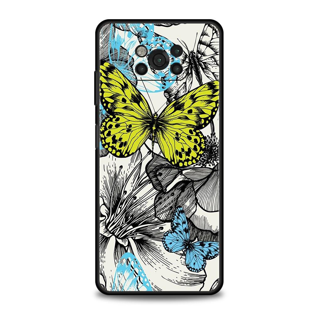 Butterfly Design Phone Case Cover  for Xiaomi Poco F7 Ultra F6 F5 F4 F3 X6 X5 X4 X3 NFC C51 C55 M4 GT 5G Soft TPU Shell Fundas