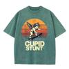 T-shirt Oversize Délavé Acide Graphique Skate Rétro Beige « Cupid Stunt »