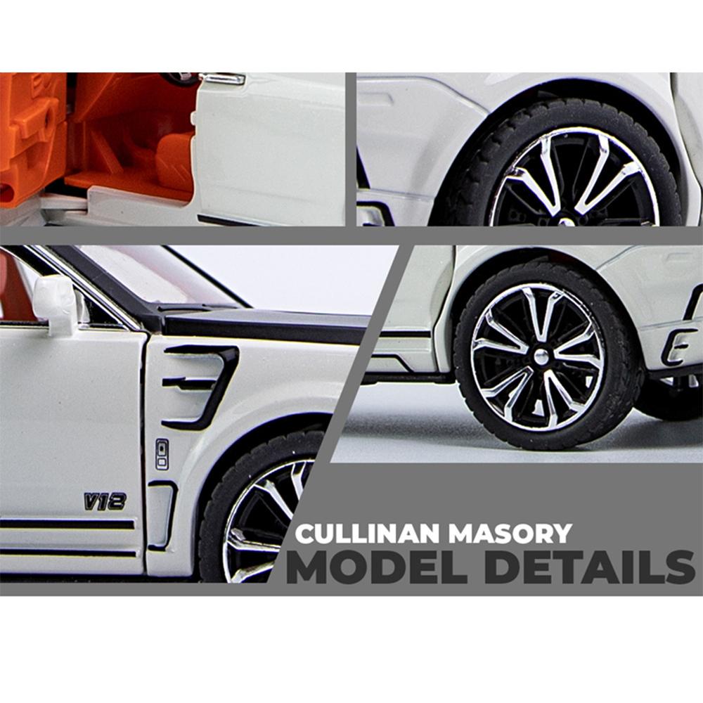 1/32 Scale Exclusive Alloy Metal Pull Back Die-cast Car CULLINAN MASORY Diecast Metal Pullback Toy Car with Openable Doors,Light Music Gifts Toy