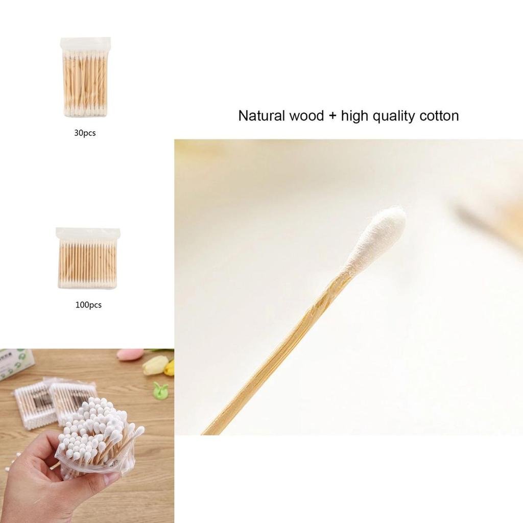 Eco-friendly 30/100 Disposable Ultra-small Cotton Swab Lint Free Micro Brushes For Effective Cleaning
