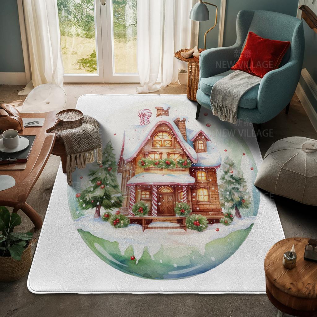 House Entrance Carpet Home Door Mat Living Room Bath Foot Bathroom Non-slip Water Absorption Rugs Bath Merry Christmas Winter
