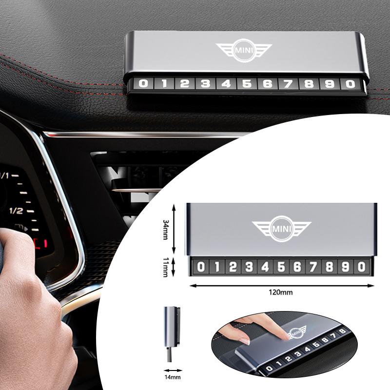 High Quality Alloy Car Temporary Parking Card Phone Number Plate For BMW Mini Cooper R50 R53 R55 R56 R60 R61 F54 F55 F56 F60