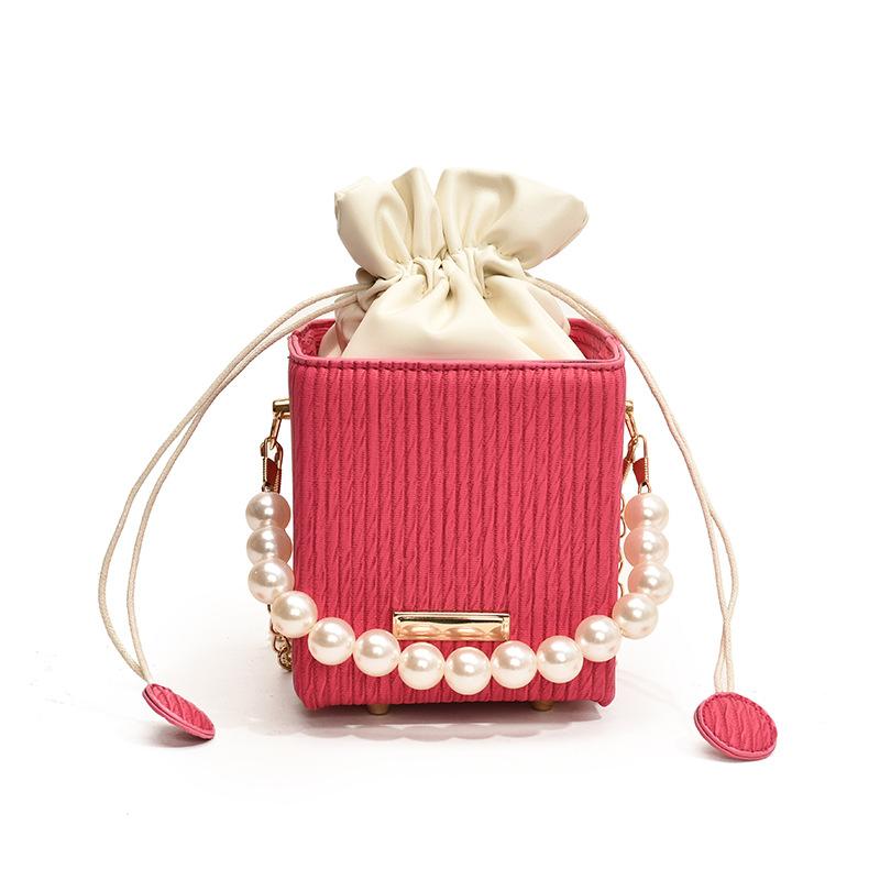 

Bag Women s 2024 Autumn New Fashion Simple Pearl Portable Bucket Bag Casual Simple Trend Styling Shoulder Bag рожевий
