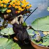 Halloween Fishing Witch Figurine Spooky Cartoon Witch Statue Resin Sculpture Home Office Desktop Holiday Party Decoration Ornament