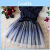 Princess Girl Summer Dress With Glitter Star Sequins And Pleated Cotton Blend