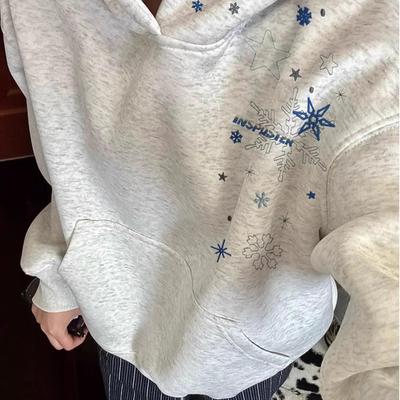 Unisex Snowflake Embroidery Hooded Sweatshirt - Cross-Border Couple Style