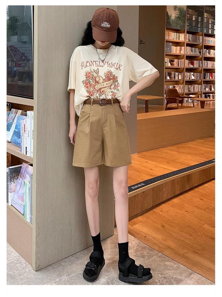 Ice Silk Women's High Waist A-line Summer Shorts - Loose Fit, Mid-Length, Wide Leg